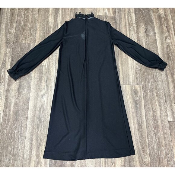 VINTAGE JCPENNEY LACE LONG SLEEVE NIGHTGOWN ROBE SHEER SIZE 10 BLACK ZIPPER - Picture 10 of 10